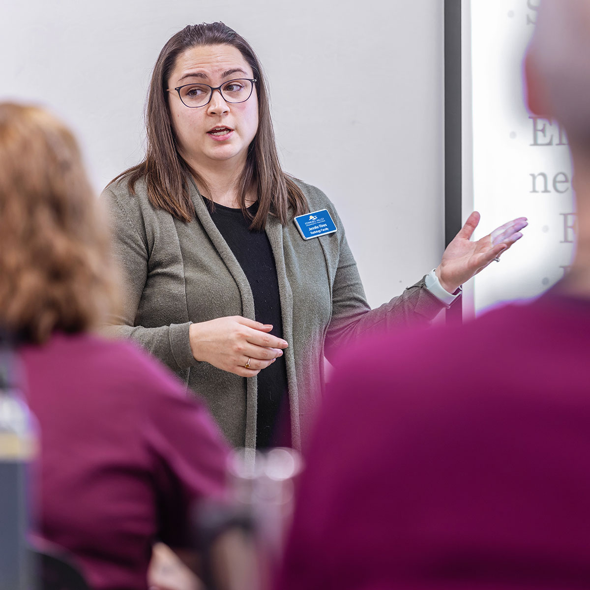 KVCC instructor in class with students.