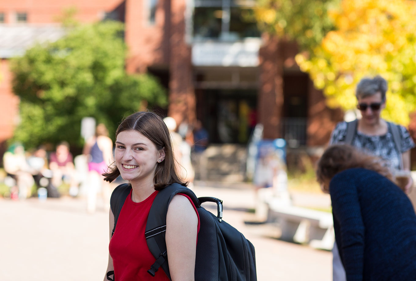 Student with backpack