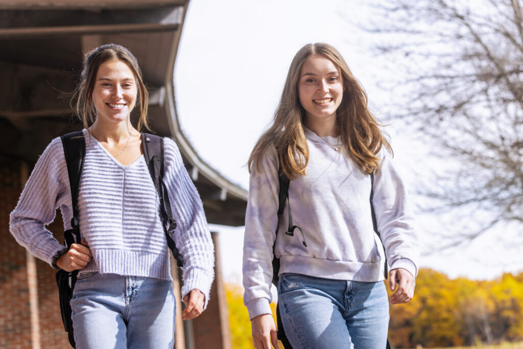 Students walking on campus