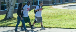 students walking on campus