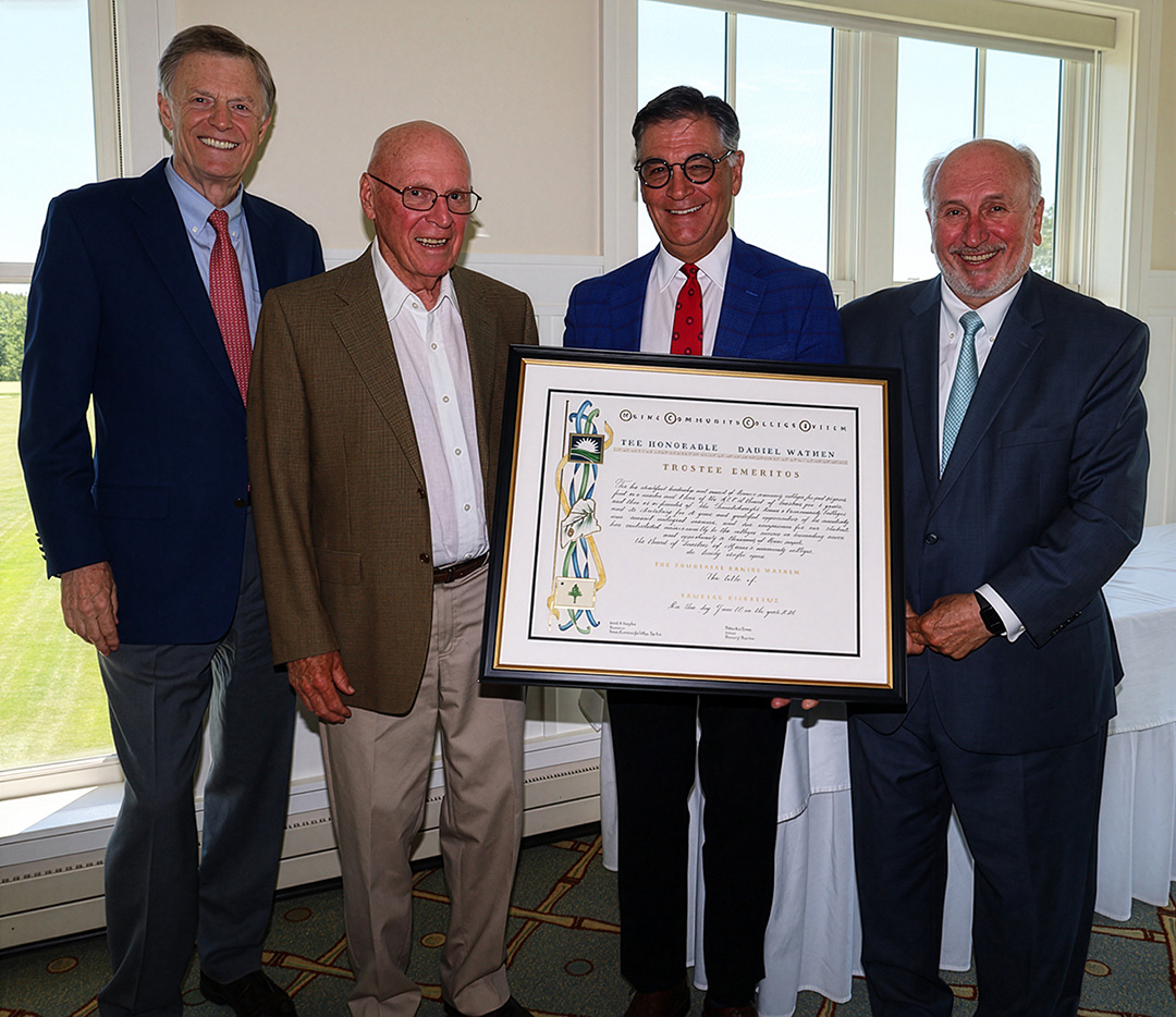 The Maine Community College System (MCCS) Board of Trustees honored former Chief Justice of the Maine Supreme Judicial Court Dan Wathen on Wednesday with trustee emeritus standing for his many contributions and dedication to the students of Maine’s community colleges.