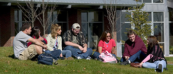 Students outside on the KVCC campus.