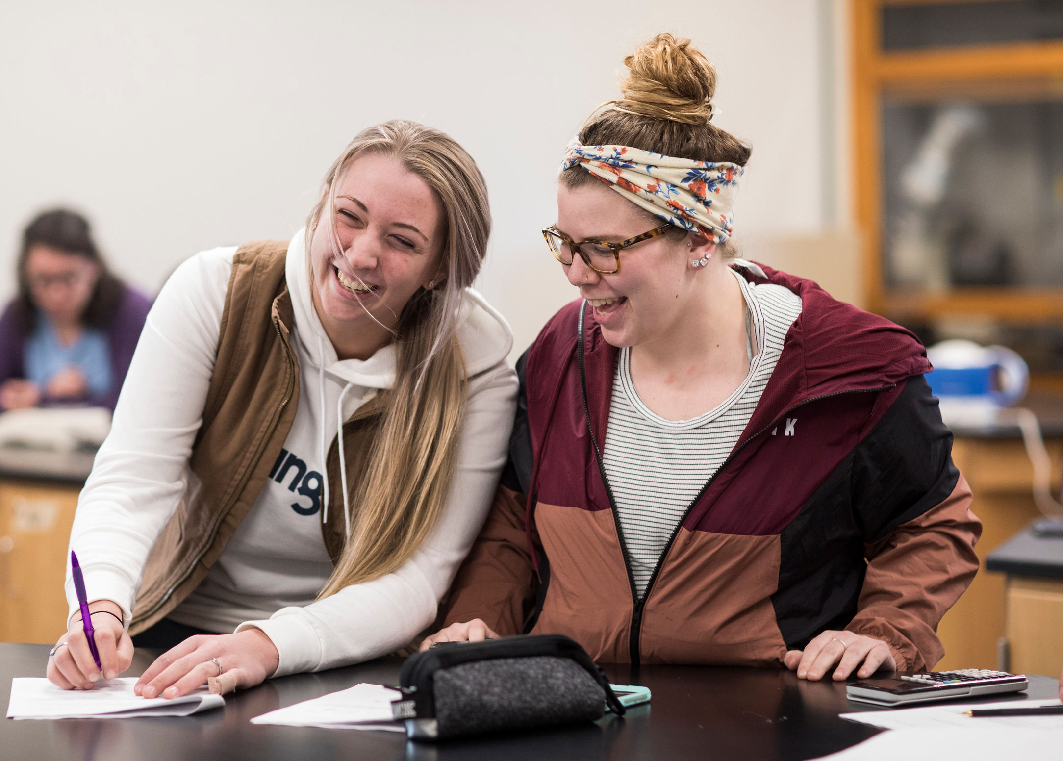 KVCC students laughing in class